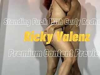 I can't believe how intense this standing fuck with Ricky Valenz feels, her red hair flying as she rides me