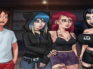 summertimesaga begins with peeping naked teens and milfs through binoculars in episode 78