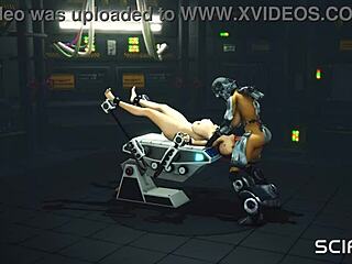 Super sexy girl cuffed and drilled by hot shemale with huge dick