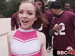 Slutty Cheerleader Boldly Takes On Seven Handsome Bbc Studs In Intense Group Fucking