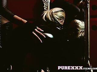 Blonde MILF In Lesbian Bondage With Clothes Ripped And Shaved Pussy