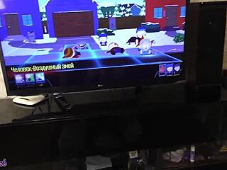 Blonde gamer girl with brown eyes quits game for doggystyle creampie