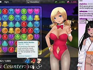 Vtuber Huniepop Parte 2: Creampie sugerente hentai y nalgadas en tetas