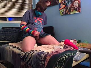 Submissive gay puppy intensely practices with his massive Bad Dragon dildo. He moans loudly during the session.