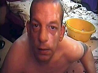 Bisexual crossdresser sissy explores own ass with humiliating piss drink