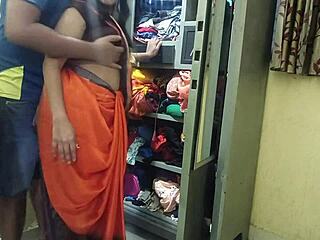 Maid's Sari Removed for Intense Anal Creampie Action