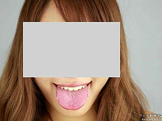 Watch this asian girl show off her tongue fetish skills