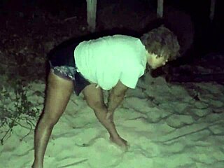 BBW African Wife Sucks for Water at Outdoor Kiosk