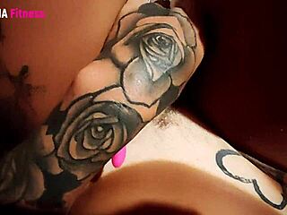 Horny brunette rubs her big clit to orgasm