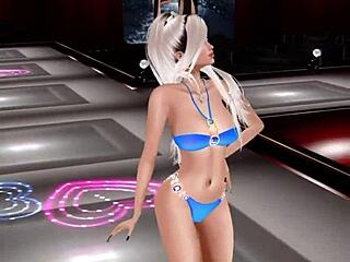 the beautiful model struts down the runway in 3d glamour.