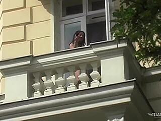 Two Lucky Guys Fill Brunette Hottie's Mouth With Cum