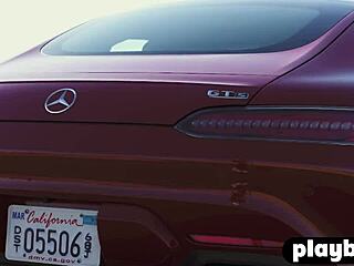 Perfect Brunette Alexandra Tyler Poses Outdoors, Revealing Her Boobs