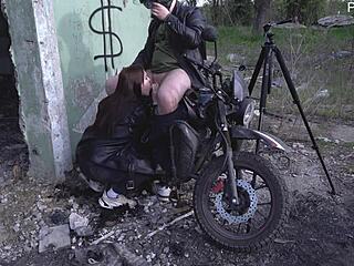 Hot MILF LOVES MOTORCYCLES AND BIG DICKS OUTDOOR!