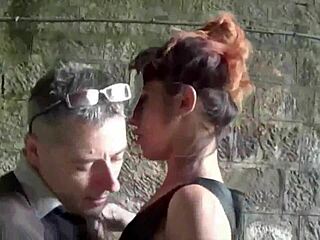 Italian slut swallows cum at station