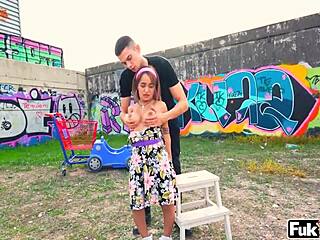 Latina munequita rides big cock outdoors