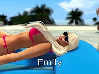 Sandys lesbian anal pool party with strapon and voyeur.