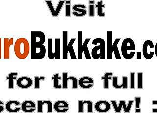 euro slut hops on the desk for a wild blowbang with loaded cocks