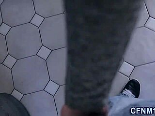 Clothed teen 18+ gets tits cummed in reality cfnm handjob and blowjob