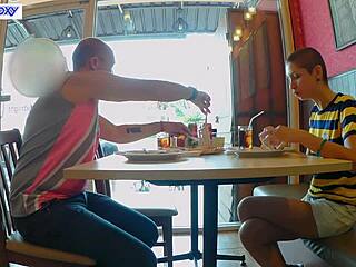 I want you to cum inside me during gay sex in the public toilet with deepthroat and creampie