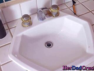 Teenage Stepdaughter Blonde in Pov Receives Facial and Blowjob