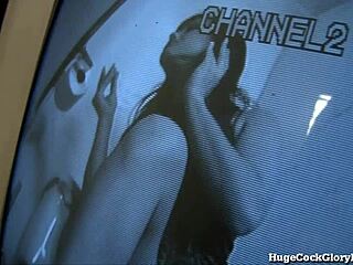 this hot chick blows a big cock through the glory hole in public