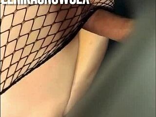 Petite Blonde Elle Cums Bent Over In Stockings With Monster Cock