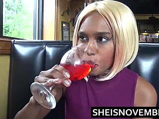 msnovember performs oral in a fast food restroom setting