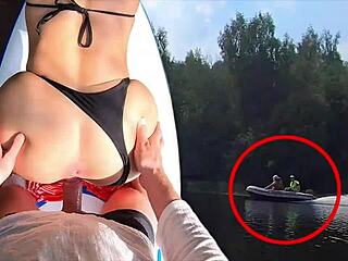 We got noticed during our risky outdoor fuck by the river bank with Alisa Lovely!