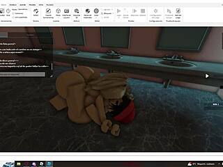 Sissy slet wordt slachtoffer van futanari in Roblox spel