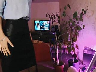 A petite 18+ teen girl sucks cock in early morning close-up, gets cumshot on tits, and is late for work