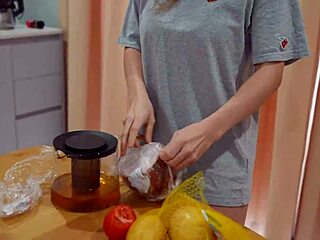 Bitch With Big Tits Grinds Cum All Over Her Body