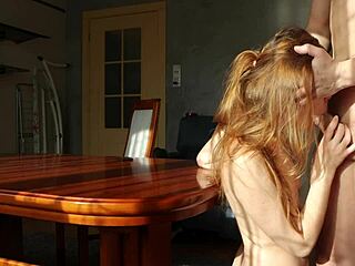 Wife bends over for my stepbrother on the table. I'm not even home!