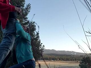 i'm doing a outdoor blowjob bts, deepthroating like a slut in public