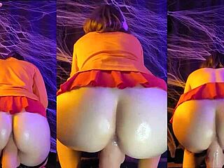 Velma bounces her huge ass on a monster cock for halloween