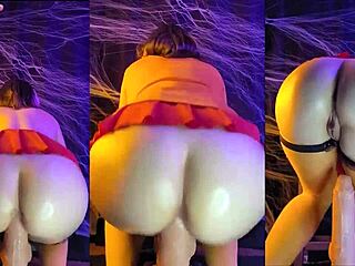 Velma bounces her huge ass on a monster cock for halloween