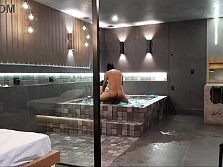 Wild Sex In Bathtub! Brunette Can't Handle Big Black Cock!