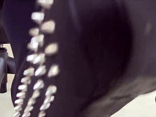 Sexy close-up shoe dangle in pantyhose