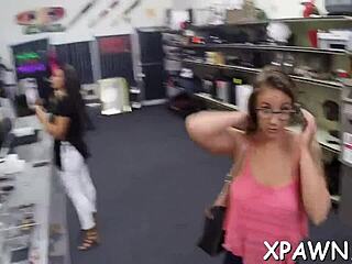 Yo, this daring woman just banged in a shop!