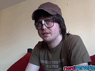 Ebony princess sucks nerd's cock in interview