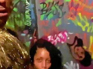 Ebony Man Cums In Mouth After Fucking In Party Bathroom