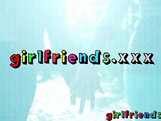 Girlfriends licking pussy, fingering, and strap-on fucking lesson