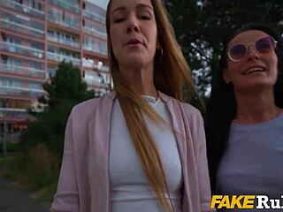 Pobiranje kurbaških najstnic Alexis Crystal in Lexi Dona za denar.