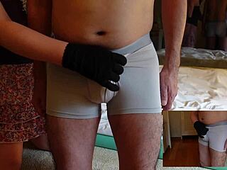 Hey, this femdom crushes my balls and slaps me hard!