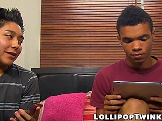 Young Gay Dude Licks Lollipop Before Threesome Pounding