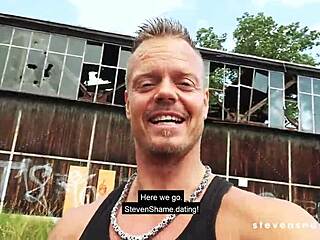 Horny gothic teen doreen gets pierced pussy smashed in garage public