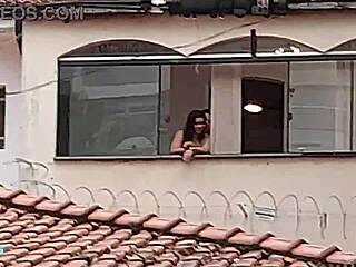 I licked friend's pussy outdoors on porch, naked for passersby