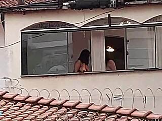 I licked friend's pussy outdoors on porch, naked for passersby