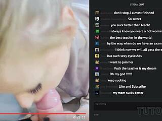 tutor4k math tutor wears panties and stockings during sex on the couch