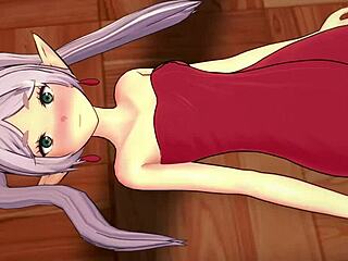 I'm Frieren, wearing only a towel, ready to love in this 3D cartoon