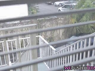 Teen gives intense BDSM blowjob with rough facial action!